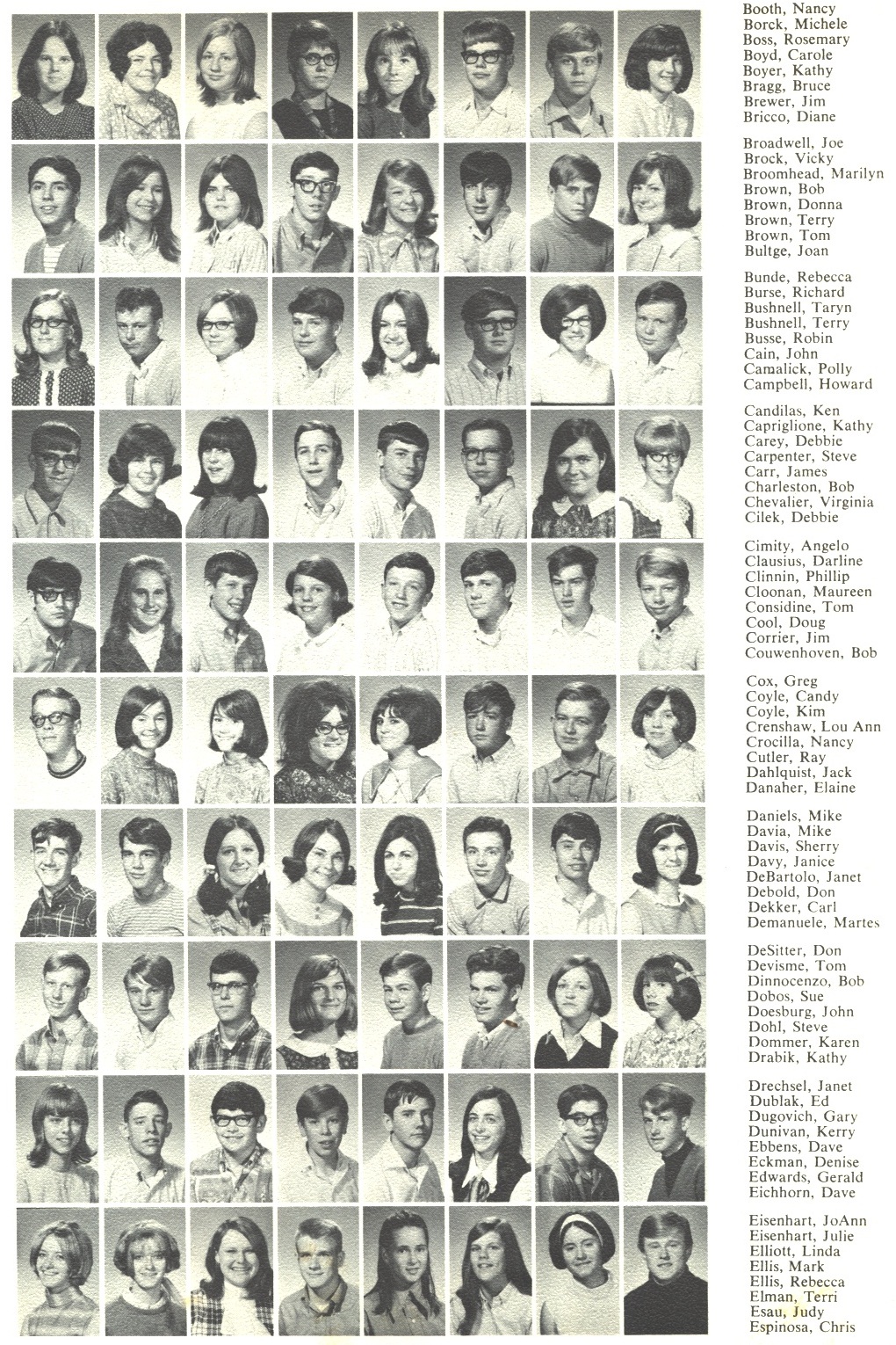 p113 Booth-Espinosa SOPHOMORES TF South Yearbook of 1970